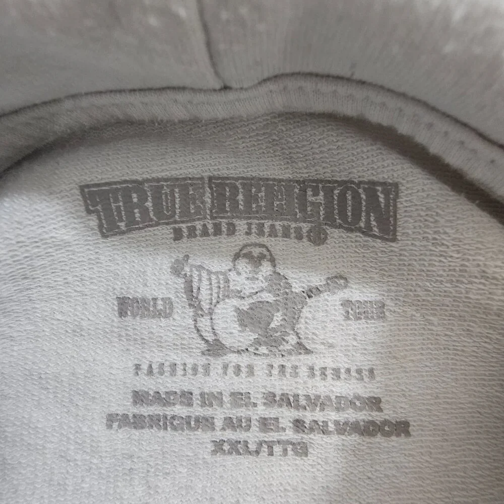 True Religion Y2K‎ Style Color Block Pullover Sweatshirt with Hood Men's XXL